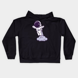 Astronaut Launching On Space Cartoon Kids Hoodie